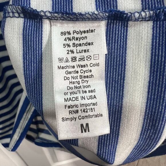 Lularoe Amelia Blue, Gray With White Stripe Dress Size Medium NWT Nautical Vacay - Picture 5 of 8